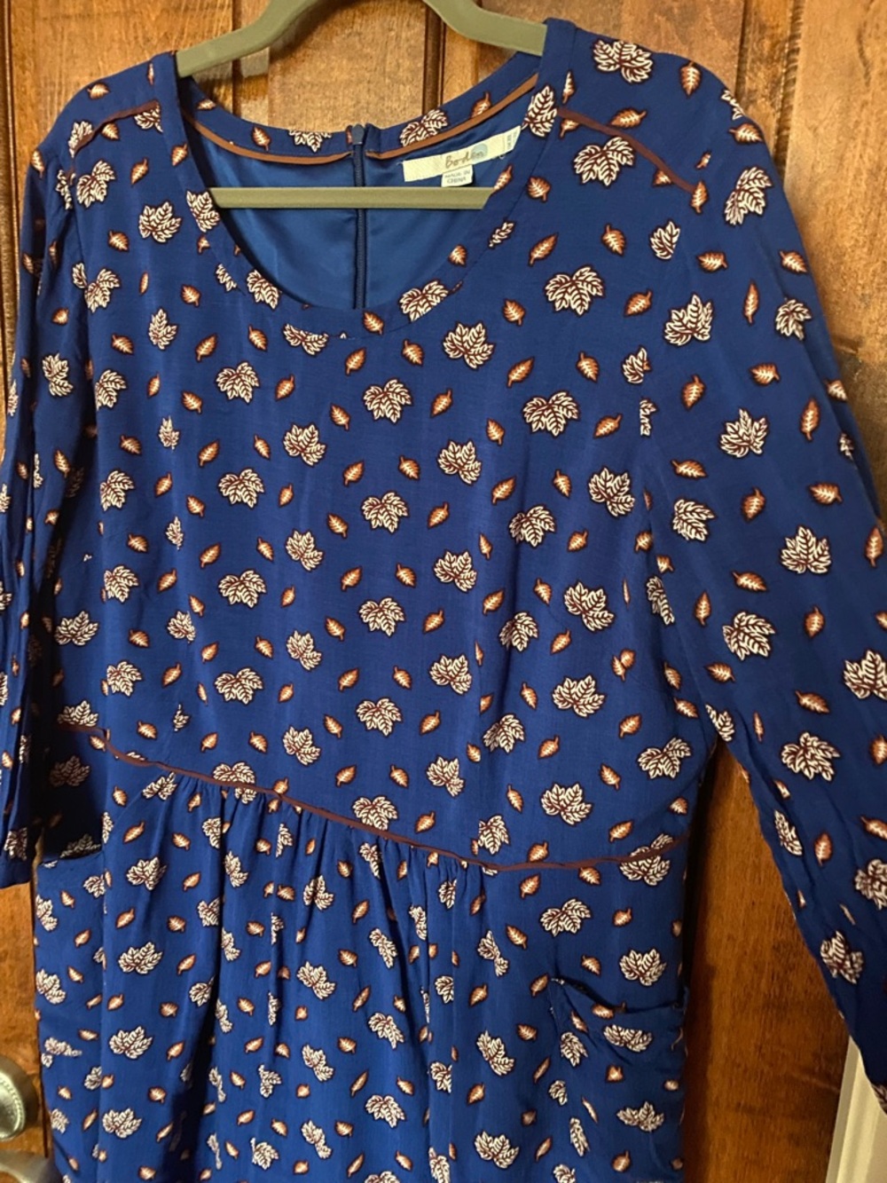 Boden Autumn Leaves Long Sleeve Knee length Fall Dress 16L - Picture 2 of 10